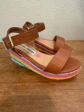 Steve Madden Toddler Sandals Size 11 Rainbow Espadrille Wedge Girls